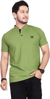 BAGHADBILLO Men's and Boy's Polyster T-Shirt with Mandarin Collared Neck Half Sleeves Closuer Button and Regular Fit | Polo t Shirt for Man