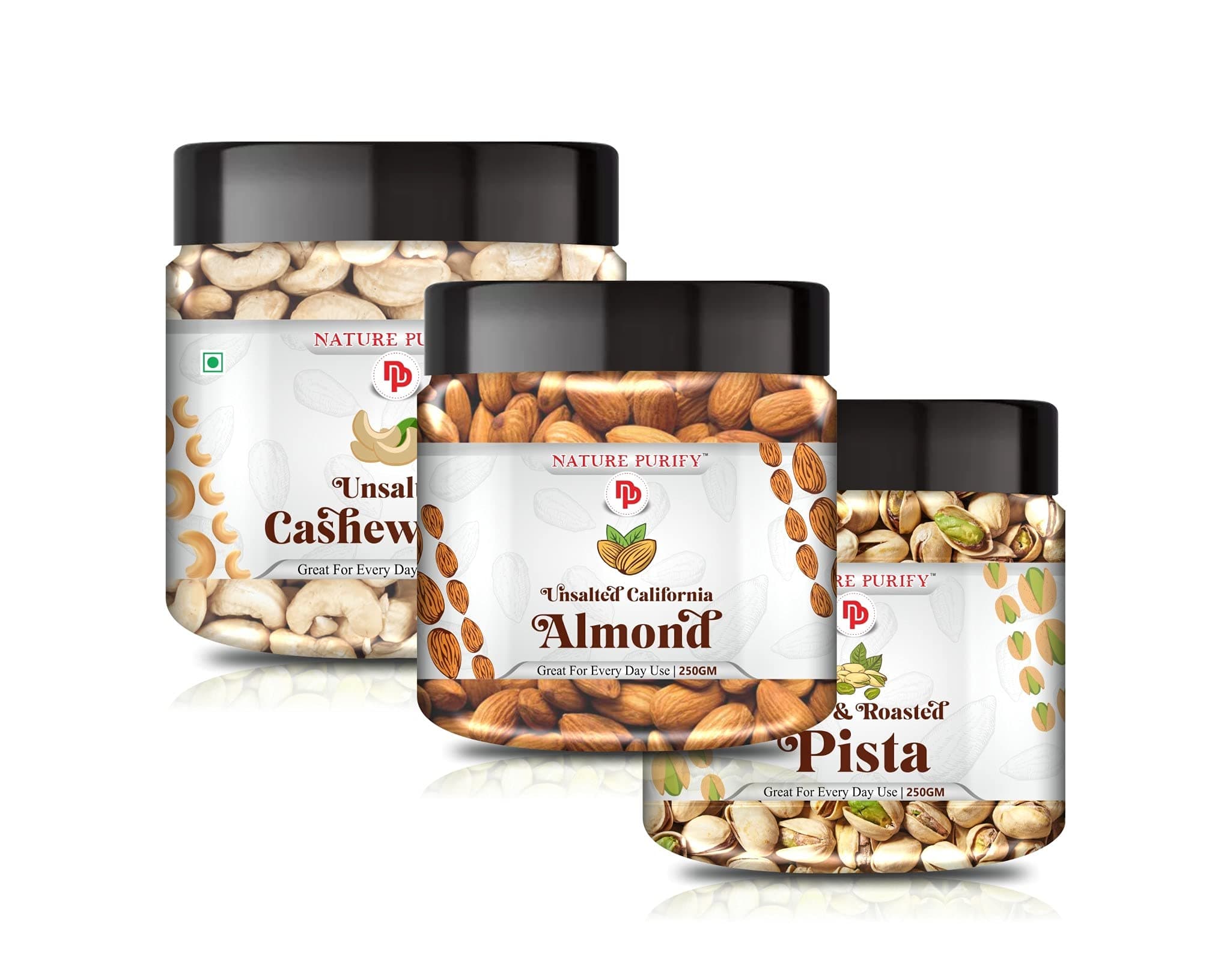 Nature Purify Dry Fruits Combo Pack -750g (Almonds250 g, Cashews250 g, Pistachios250 g,) - All Premium.