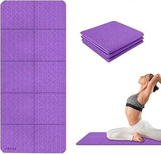 PANCA Folding Yoga Mat for Exercise 8mm Thick Big Size Non Slip Workout Mat for Yoga, Meditation, Pilates, Gymnastics & Home Gym | Foldable Exercise Floor Mat for Men Women Kids (Purple)