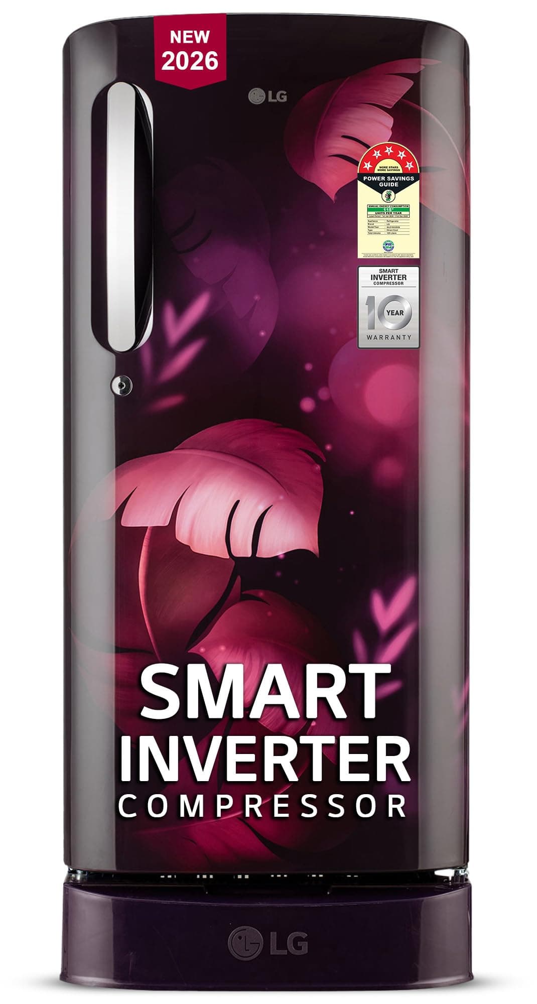 LG 185 L, 5 Star, Smart Inverter, Direct Cool Single Door Refrigerator (GLD1956ZAPI, Purple Ilan, Fit Max Chiller Tray, Base stand with Drawer & Runs on Home Inverter)