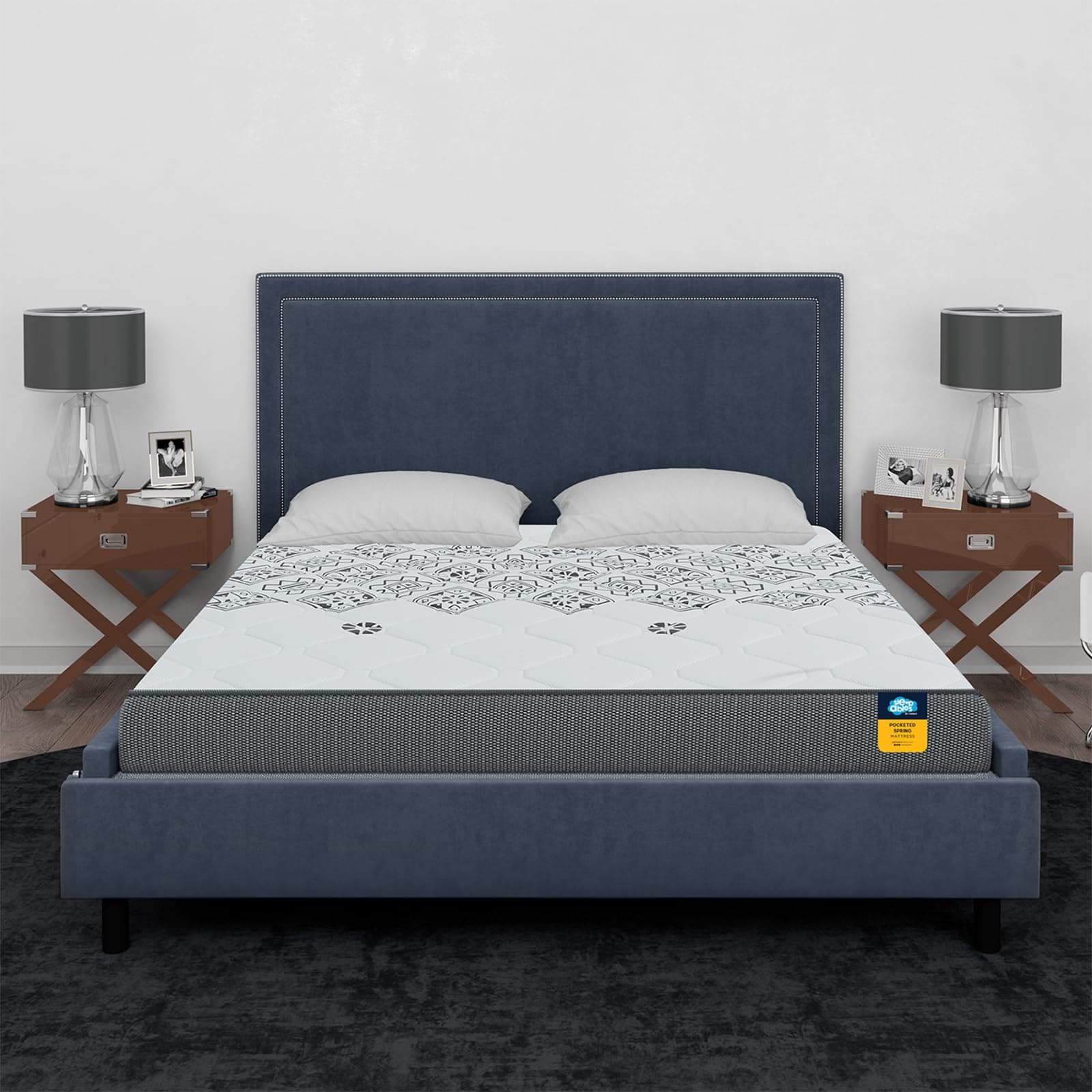 Centuary Mattresses Sleepables 6-Inch King Size Ortho Pocketed Zero Partner Disturbance Plush Quilted Rolled Packed Pocket Spring Mattress (72x72x6)