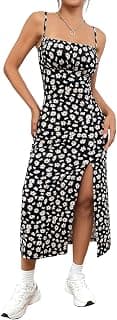 Aahwan Yellow Printed Knitted Cami Split Pastel Dresse for Women's & Girl's