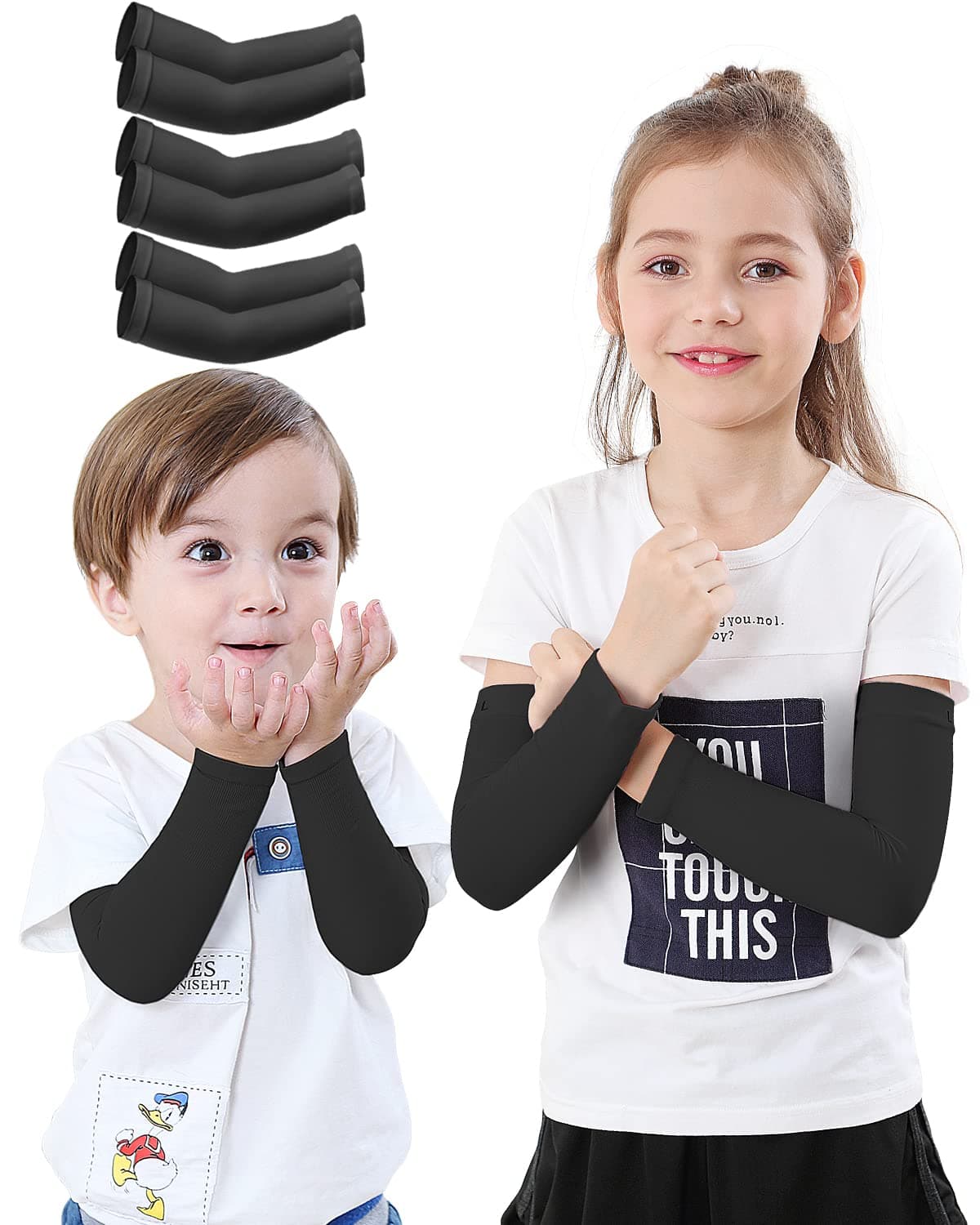 Newbyinn Arm Sleeves for Kids, Child 1 Pair/ 3 Pairs, UPF 50 UV Sun Protection Cooling Sleeves to Cover Arms for Girls, Boys, Babies, Toddlers, Children