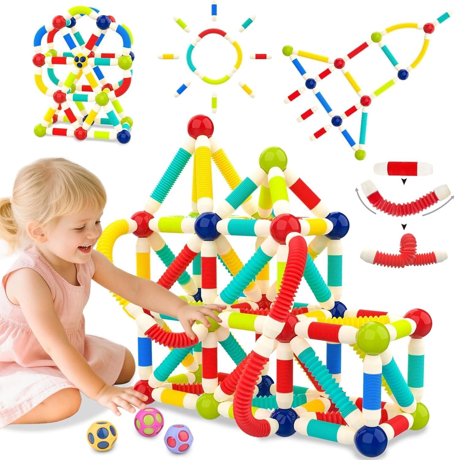TEC TAVAKKAL Flexible Magnetic Sticks Building Blocks for Kids Toys for Girls Toys for Boys Educational Stem Learning Magnet Stick with Balls Game Set (25 Pcs)