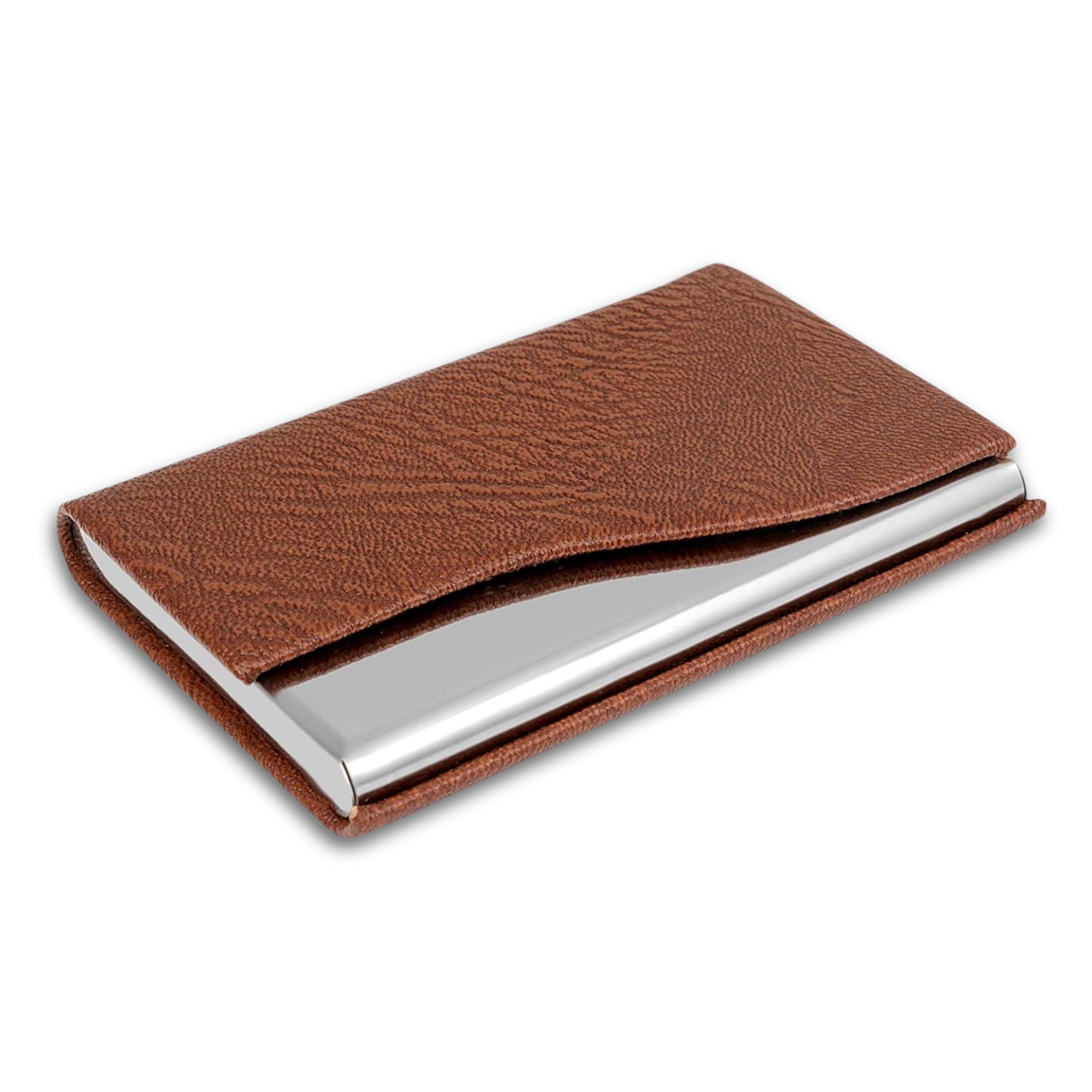 OFIXO eather Business Card Holder Card Name ID Credit Card Wallet Stainless Steel Card Case for Men Women (OFX-1189)