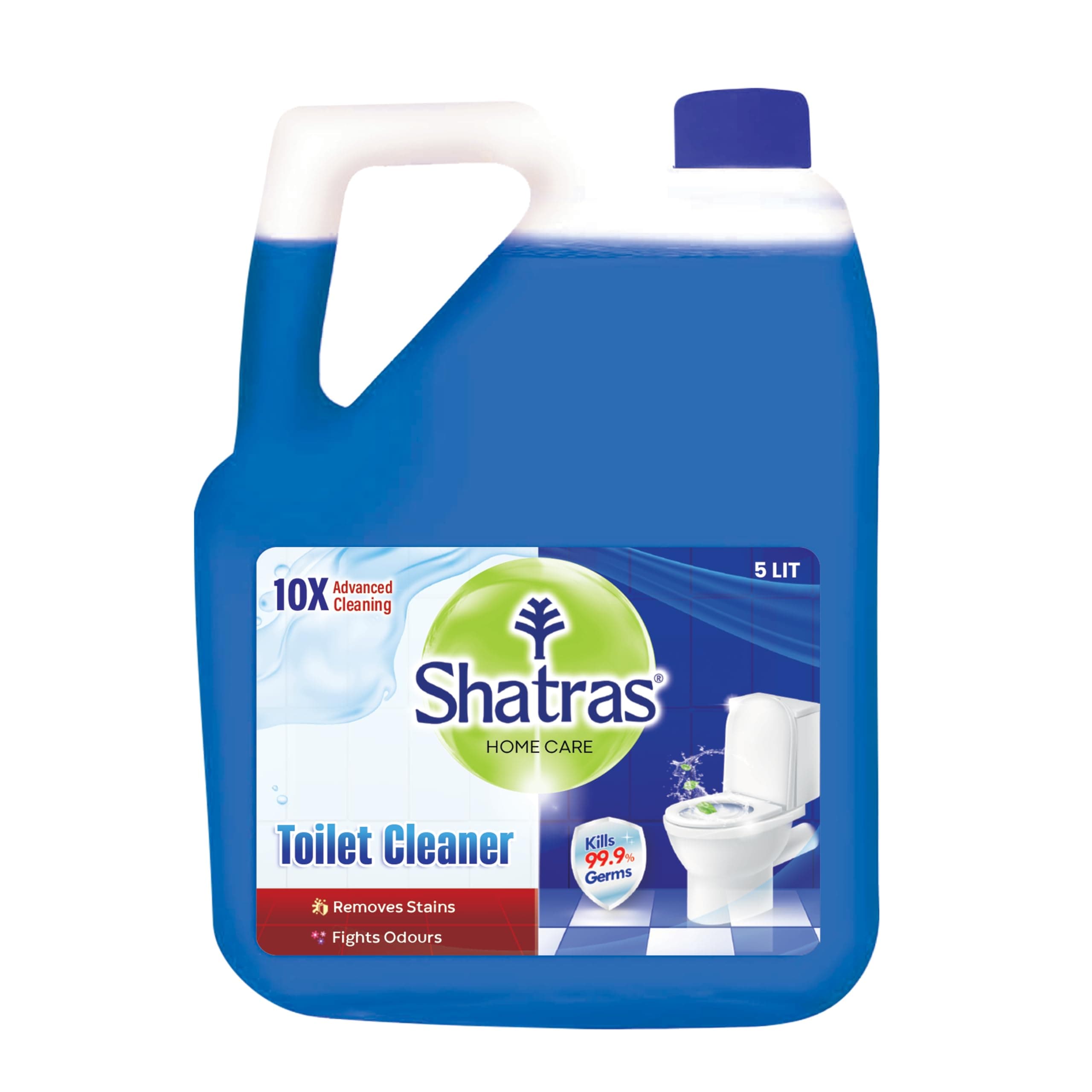 Shatras Home Care 10X Extra Cleaning Power Toilet Cleaner - 5 Liter || Eliminates 99.9% of Germs || Tough Stain Remover & Odor Control || Extra Strength Formula