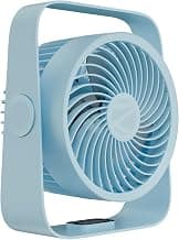 Zebronics Heat Buster 300, Portable Desk Fan, Upto 13h Backup, 3600mAh Rechargeable Battery, 360° Rotatable Fan, 4 Speed + 1 Breeze Mode, Wall-Mountable, for Travel, Office, Home (Blue)