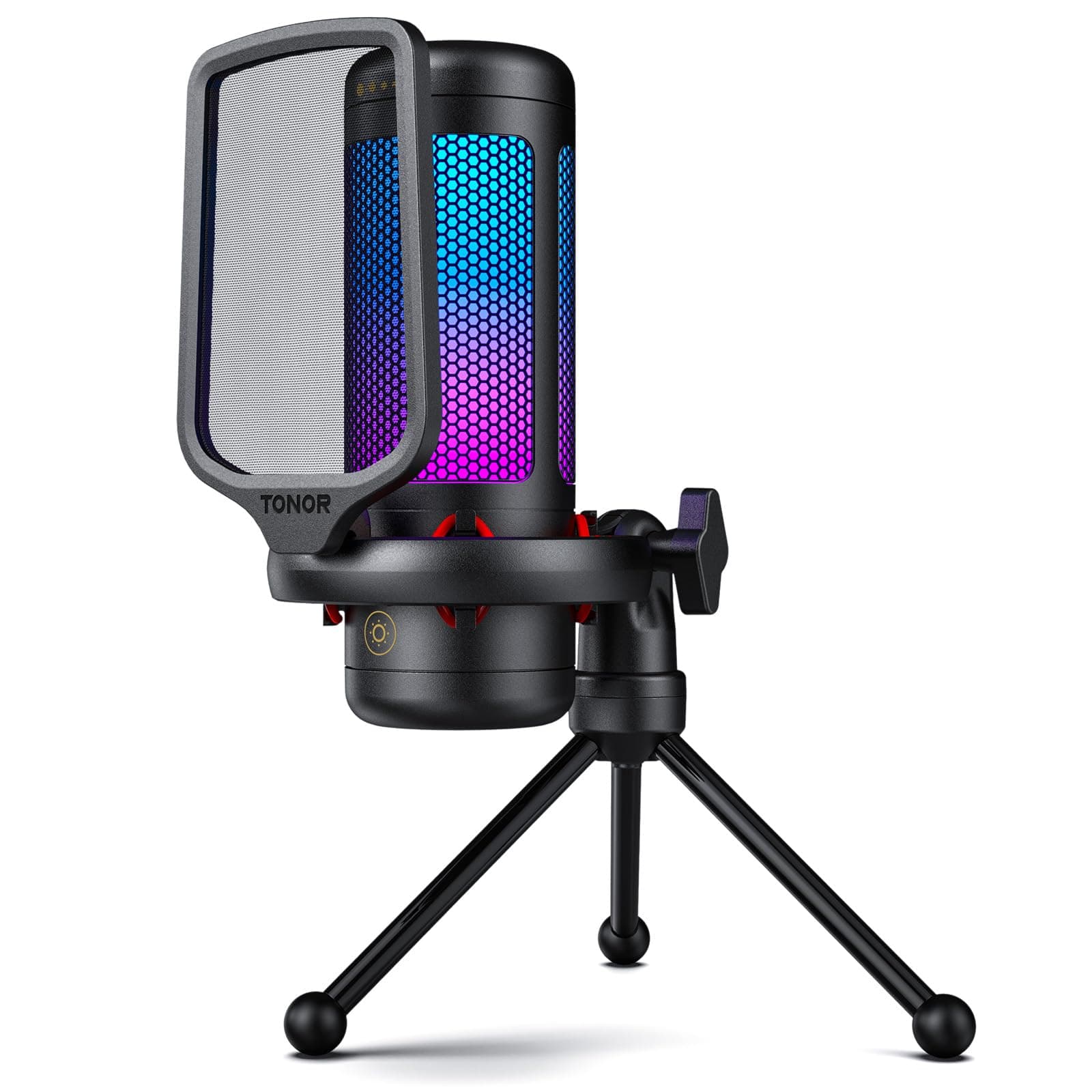 TONOR Gaming Mic, USB Microphone for PC Computer, Cardioid Condenser Mic with Adjustable RGB Modes & Brightness, Quick Mute, Gain Control, for Streaming, Podcasting, Recording, PS4/5 Desktop TC310