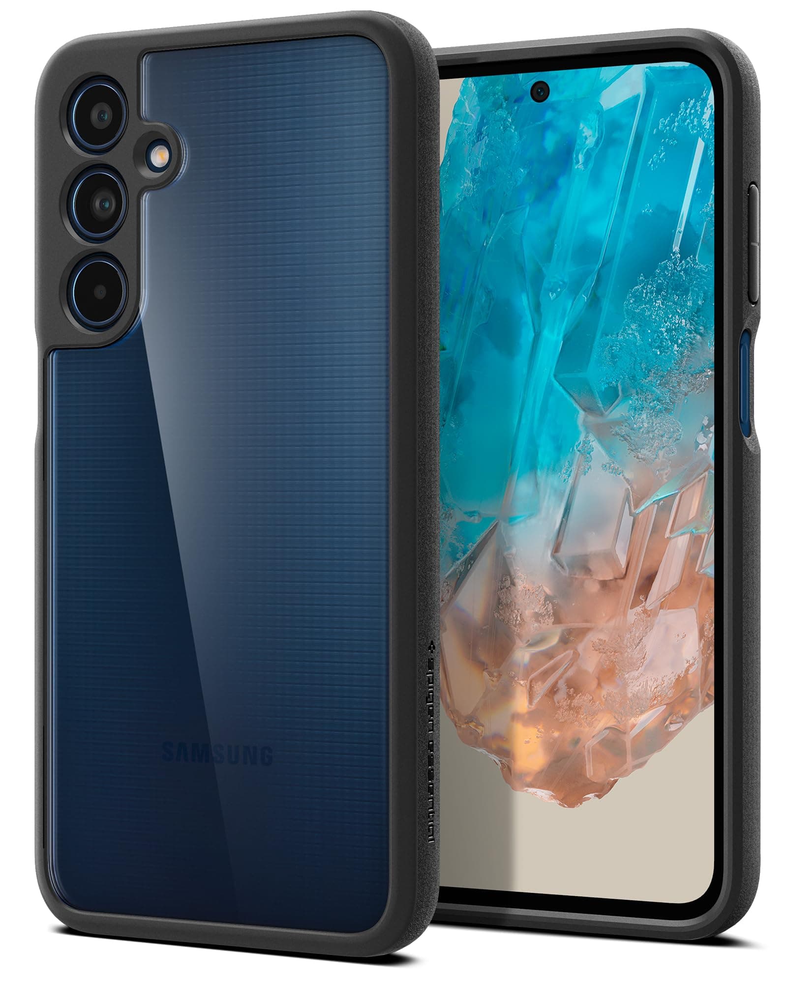 Spigen Essential Sand Crystal | Samsung Galaxy M35 5G/F35 5G Case [Transparent] [Black Bumper] Galaxy M35 5G/F35 5G Back Cover | TPU+PC - Matte Black