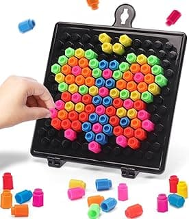 Intelliskills Pick-A-Peg Play Puzzle Board, 100+ Multicolour Pegs, Creative Mosaic Puzzle & Activity Game for Kids, Montessori Learning&Pattern Building Toy for 3 Year + Boys & Girls,Ideal for Gifting