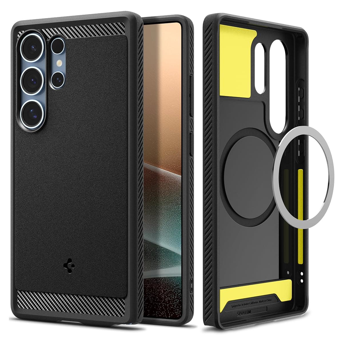 Spigen Rugged Armor MagFit | Samsung Galaxy S25 Ultra Case [MagSafe] [Flexible] Galaxy S25 Ultra Back Cover | TPU+PC - Matte Black