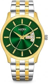Matrix Luxury Style Men’s Analog Watch | Two Tone Chain Strap Watch with Day Date Feature | for Men & Boys