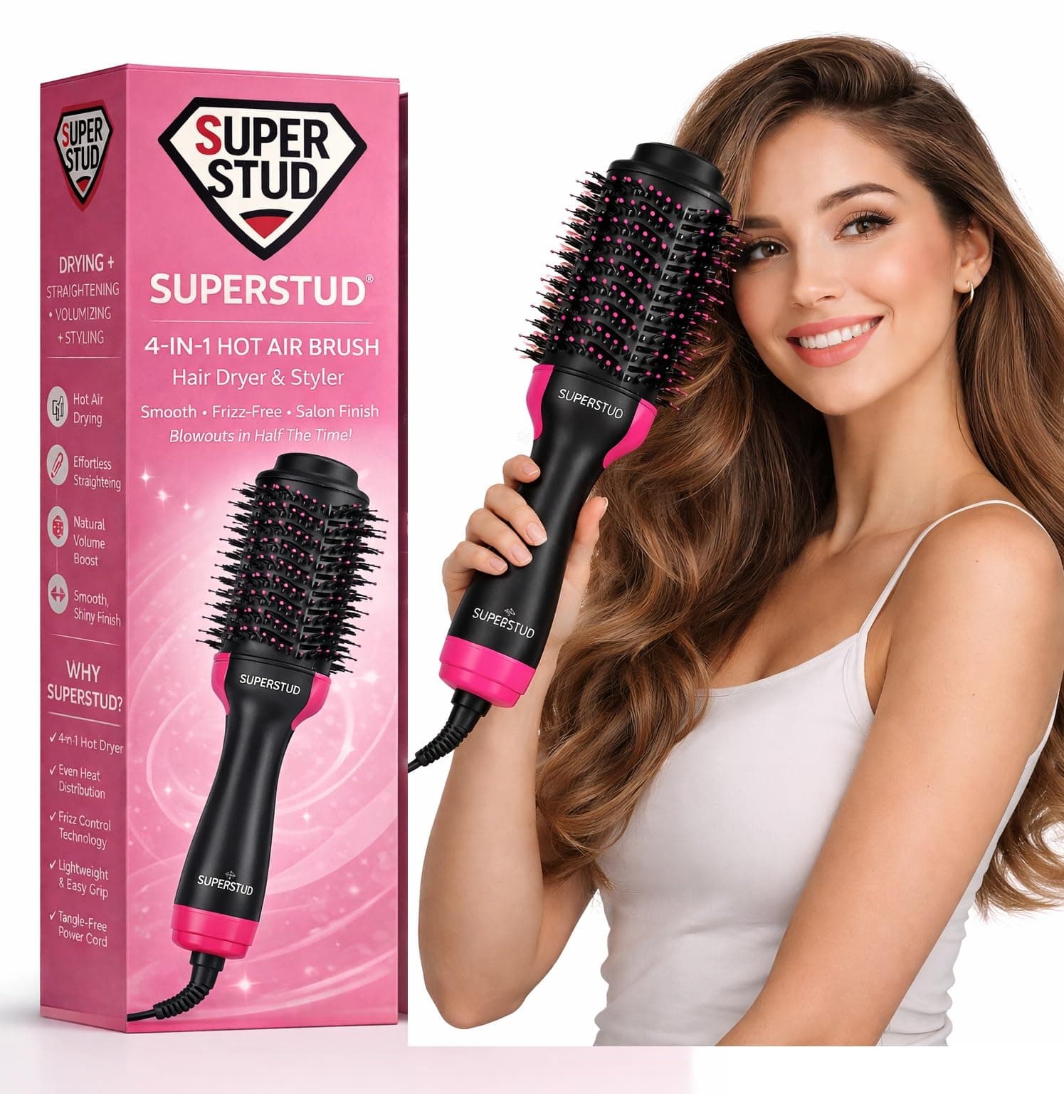 Hot Air Brush For Hair || Hair Dryer for Woman, Hair Straightener, Volumizer, Blow Dryer, Styling Professional 4 In 1 Blow Drying Hair Styler for All Hairstyle