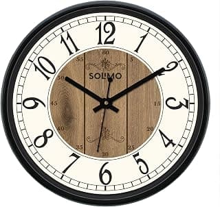 Amazon Brand - Solimo 12-inch Plastic & Glass Wall Clock - Clique Clock (Silent Movement), Black