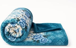 VAS COLLECTIONS Plush Fleece Mink Blanket | 3.5 Kg, 700 GSM | Ultra Soft, Warm & Luxurious Heavy Blanket for Double Bed (Blue & Peach, 220×225 cm)