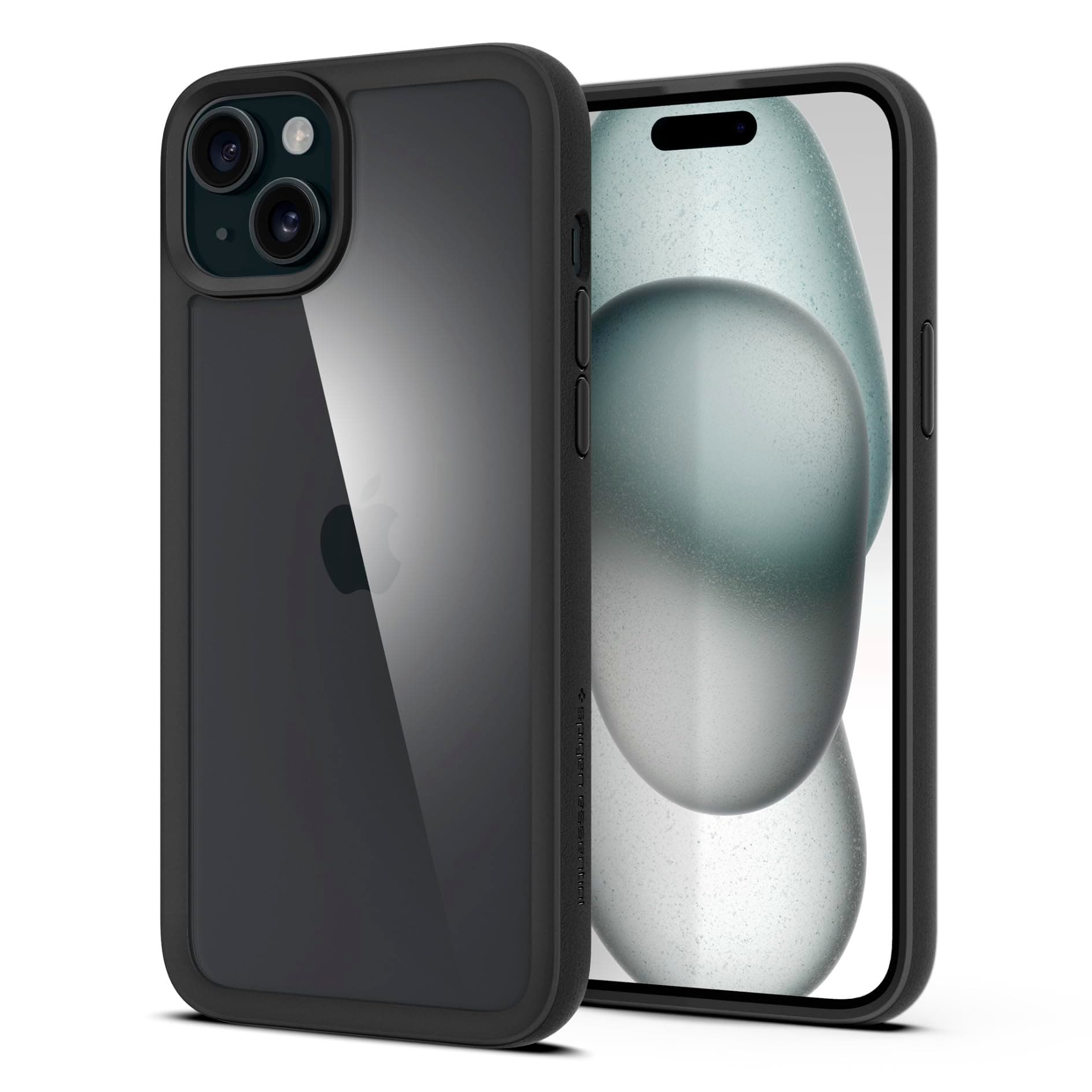 Spigen Sand Crystal Back Cover Case for iPhone 15 Plus, Optimal Grip, Air Cushion Technology - Polycarbonate + TPU | Matte Black