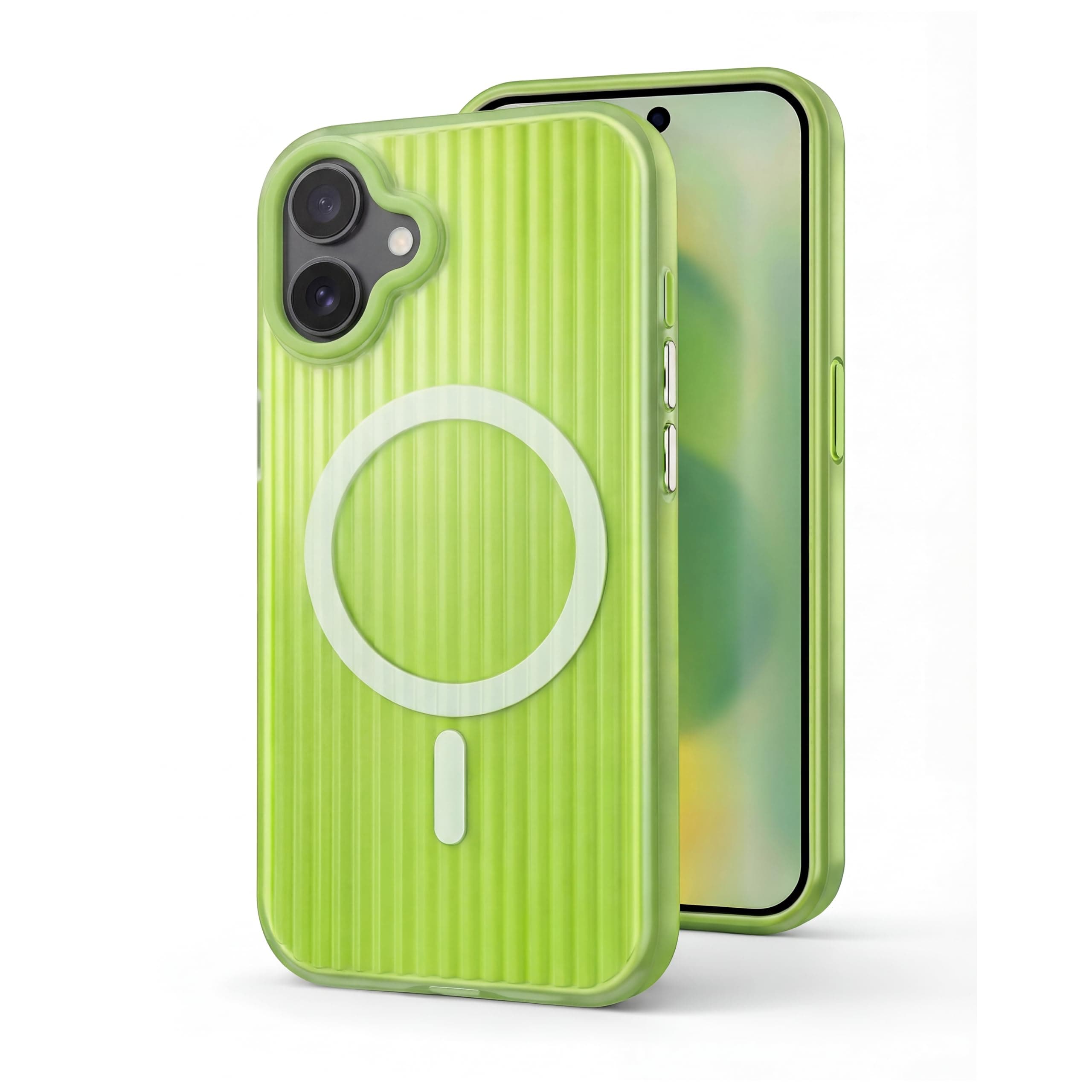 amazon basics Streak Magnetic Protective Cover Compatible with iPhone 17 | MagSafe | Camera & Body Protection|Anti Shock,Scratch Resistant|Precise Cutouts Modern Design|Wireless Charging - Green