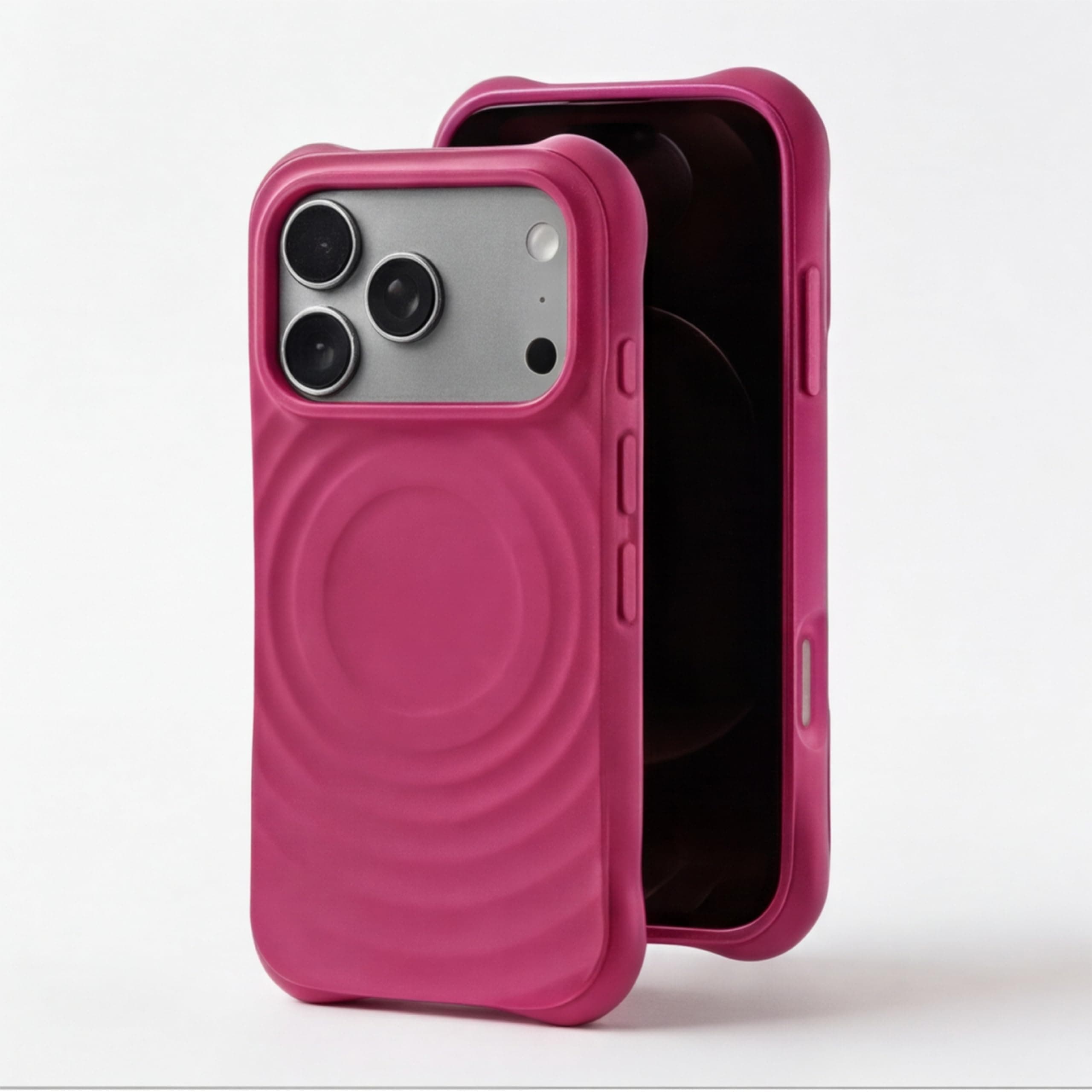 amazon basics Shockproof Case for iPhone 18 Pro Max / 17 Pro Max | Ripple Pattern | Camera Protection | Protective Cover with Enhanced Grip & Wireless Charging Support – Maroon Red