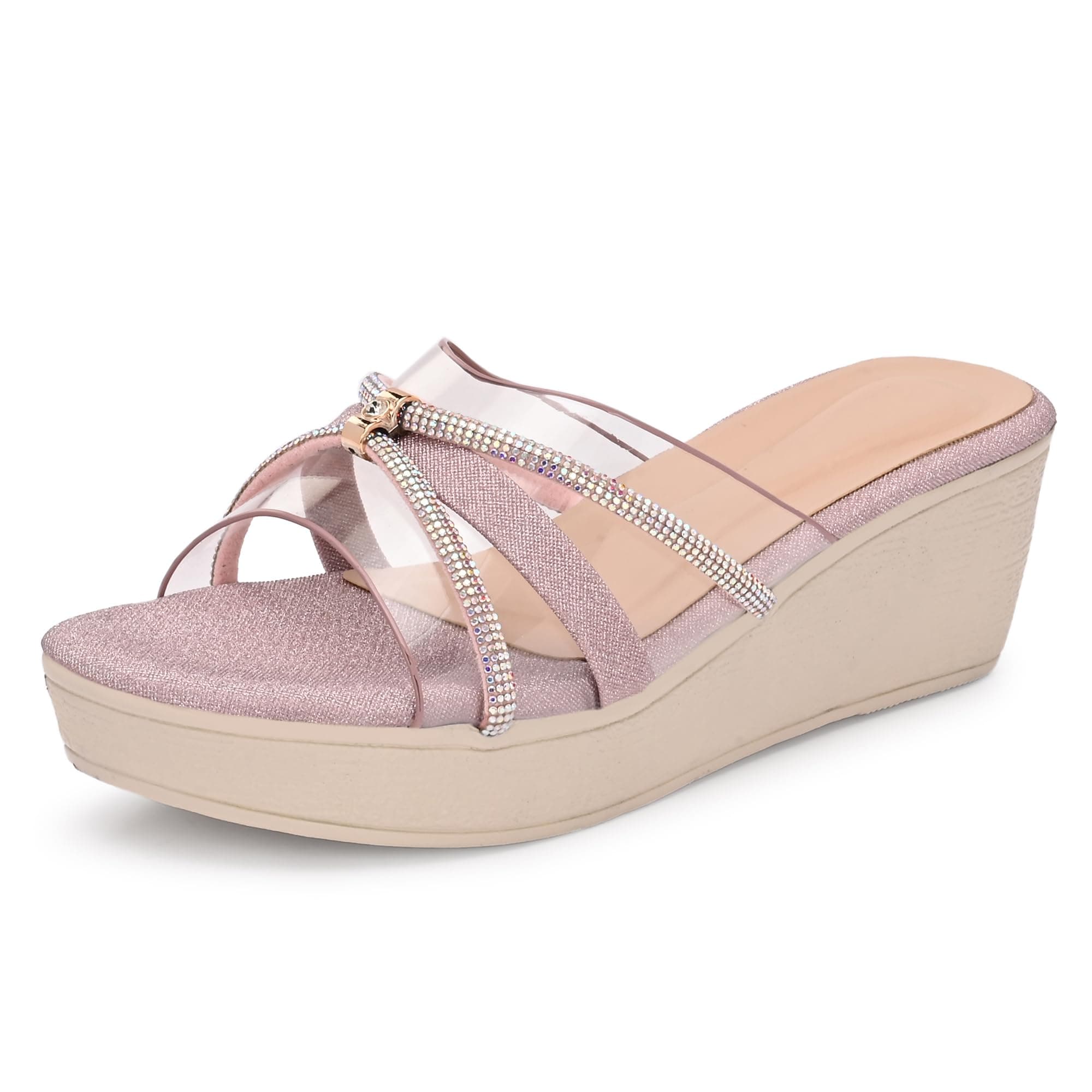 Centrino Women's Sandals | Stylish Slip-On Flatform Flip-Flop Chappal for Ladies | Lightweight Cushioned with Stud for Beach/Outdoor/College/Walking/Shopping/Vacation & Summer Wear(9337)