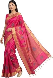 MIMOSA Women’s Rani Crepe Saree Woven with Zari Tissue | Mysore Silk Style Saree | Rich Pallu & Tassels | 6.2 Mtrs