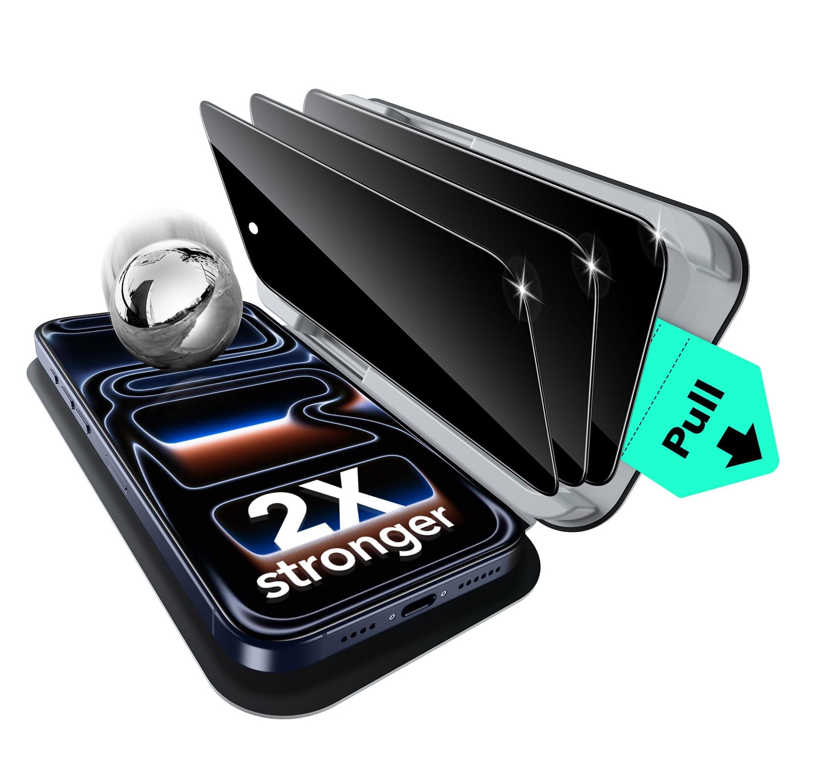 ESR 3 Pack for iPhone 17 Pro Privacy Tempered Glass Screen Protectors, High Clarity, 9H Hardness Scratch Resistant, Full Coverage, Military-Grade, Shatterproof, Screen Guard with Ultra Fit Tray