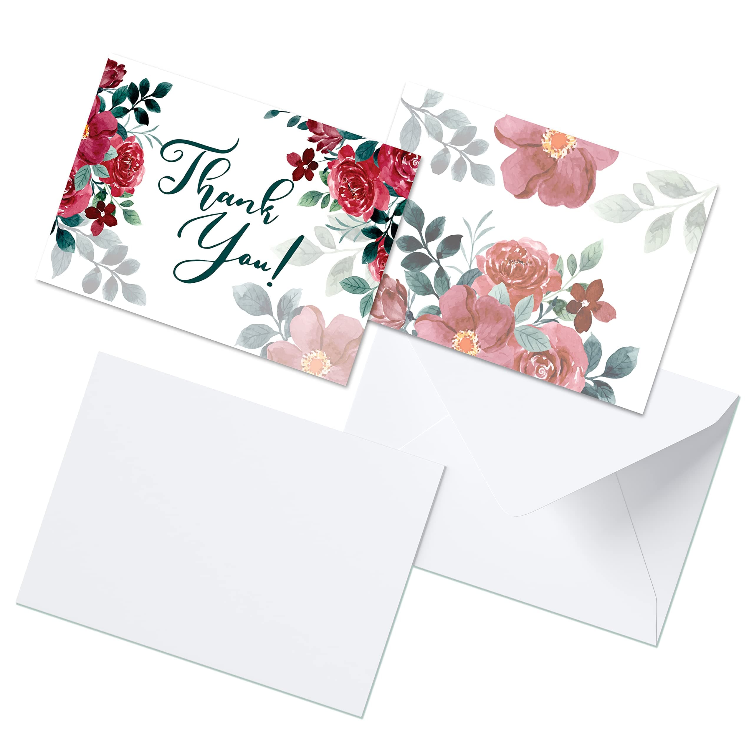 Clickedin Thank You Cards for Small Business, Attractive Floral Design, 36 Cards and Envelopes