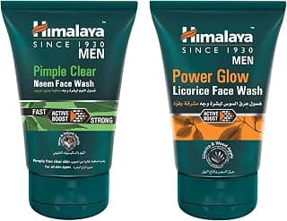 Himalaya Men Pimple Clear Neem Face Wash, 100ml and Himalaya MEN Power Glow Licorice Face Wash, 100ml