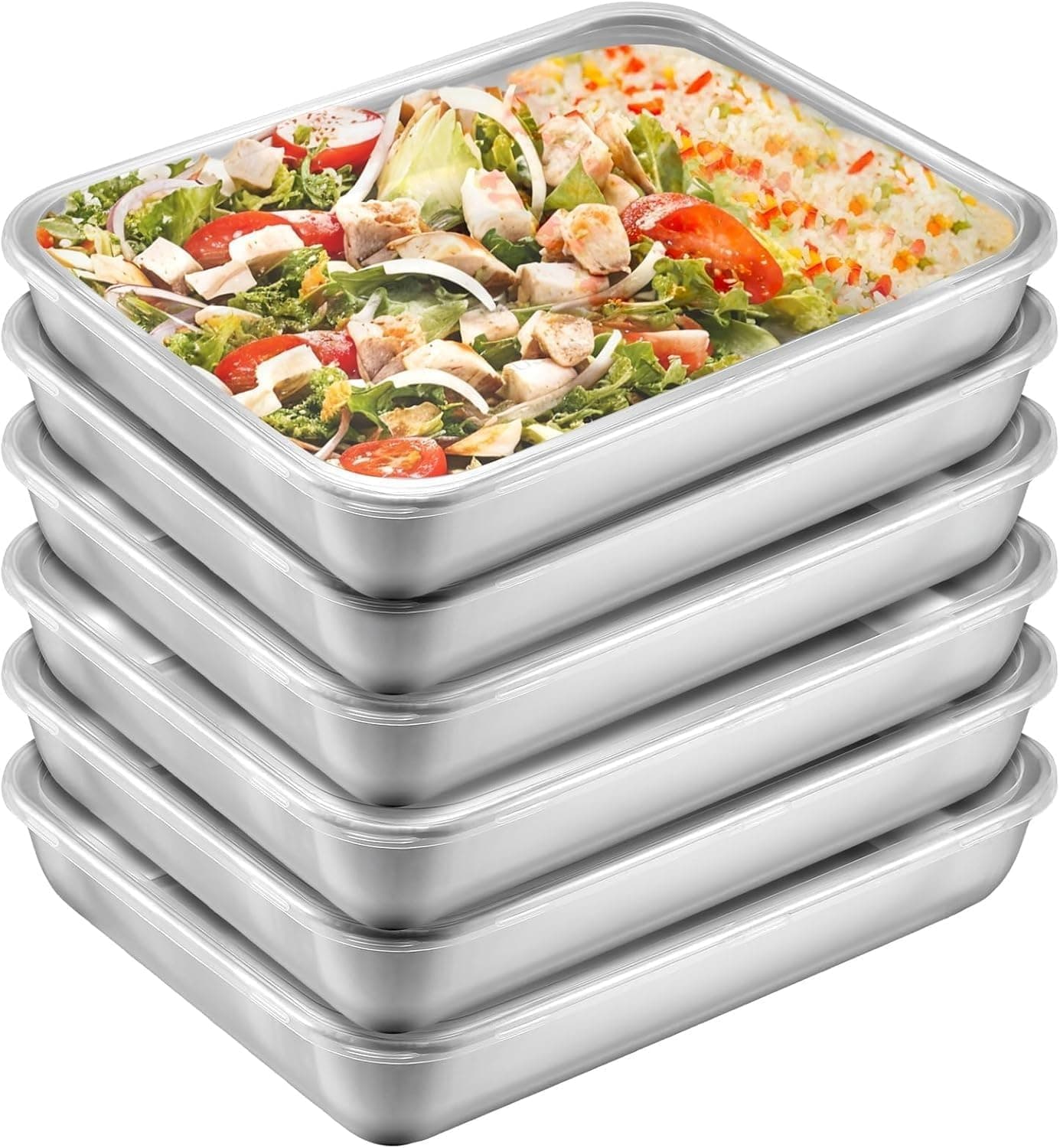 GAURINANDAN 2000ML Stainless Steel Fridge Food Storage Container with Transparent Lid | Airtight Leakproof Tray for Kitchen, Microwave, Freezer, Dishwasher Safe (6)