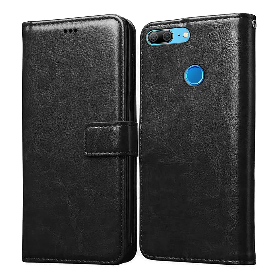 Amazon Brand - Solimo Flip Leather Mobile Cover (Soft, Flexible & Kickstand Back case) Compatible for Huawei Honor 9 Lite (Black)