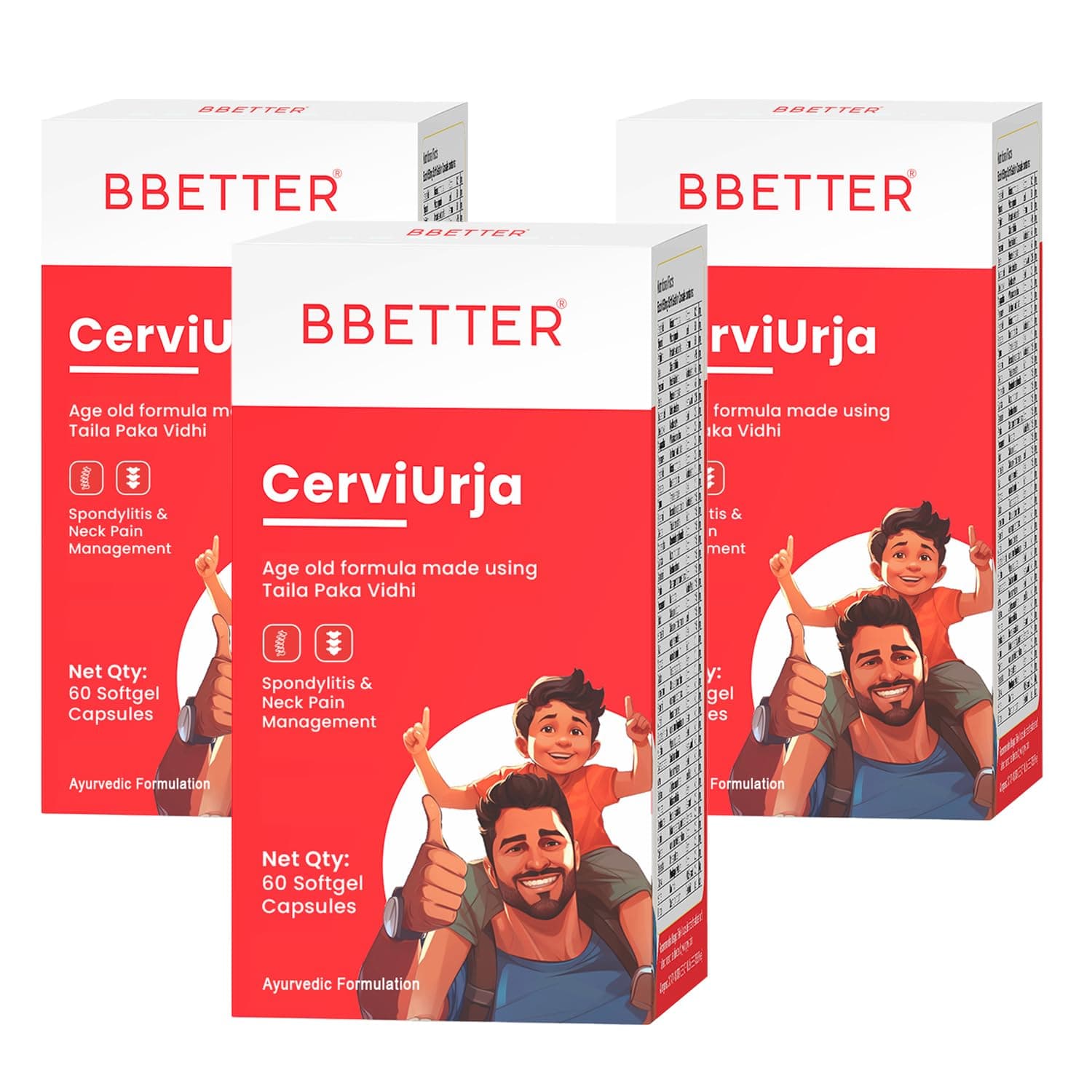 BBETTER CerviUrja - Ayurvedic Softgels for Neck, Shoulder Pain Relief & Cervical Spondylitis Relief | Made by Taila Paka Vidhi Method | 180 Softgels