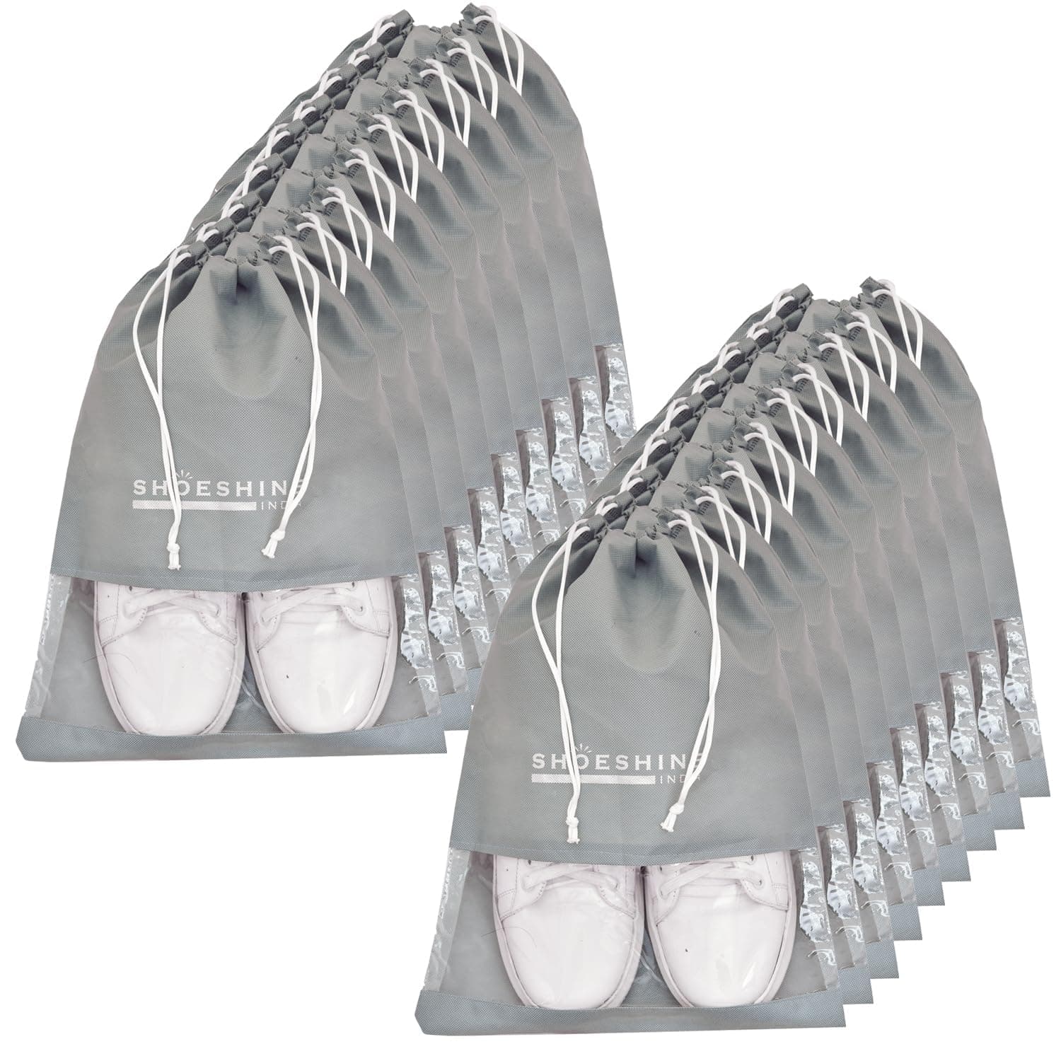 SHOESHINE Shoe Bag for Travel & Storage Organizer for Women & Men Footwear & Boot Keeping Pouch & Transparent Covers for Home (Pack of 18 Pcs)