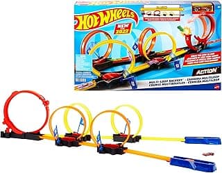 Hot Wheels Multi-Loop Race Off™ Playset, with 1 Car, Knock Down Flags to Score Points & Break The Loop, Toy for Kids 4 to 10 Years Old​