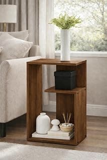 Enigmatic Woodworks Wooden Modern End Table, Home Decor for Living Room Plant Stand, Bed Side Table I Finish-Suede DIY 14x9.5x24 inch