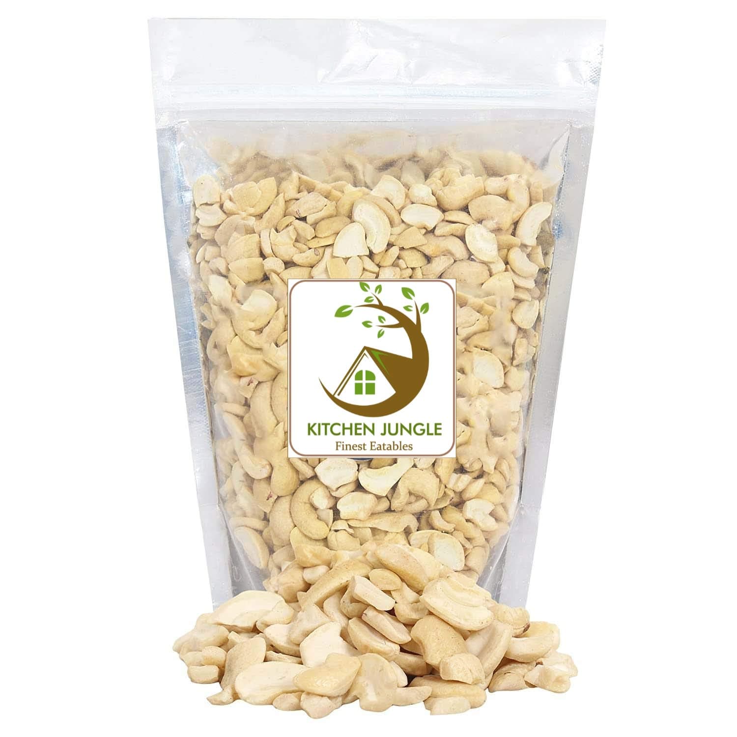 Kitchen Jungle Premium Broken Cashew Nuts (1 KG) - Spit Cashews (Kaju 4 Tukdi/Tukda) for Cooking, Snacking, and Baking