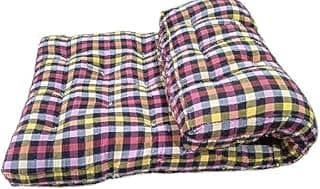 JY Soft Cotton Filled Multicolored Single Bed Mattress in Checkered Sewing core | Cotton Gadda (3 x 6 ft or 36 x 72 x 4 Inch) Single Bed