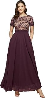 Life with Pockets Women's Round Neck Half Sleeve Maxi Dress