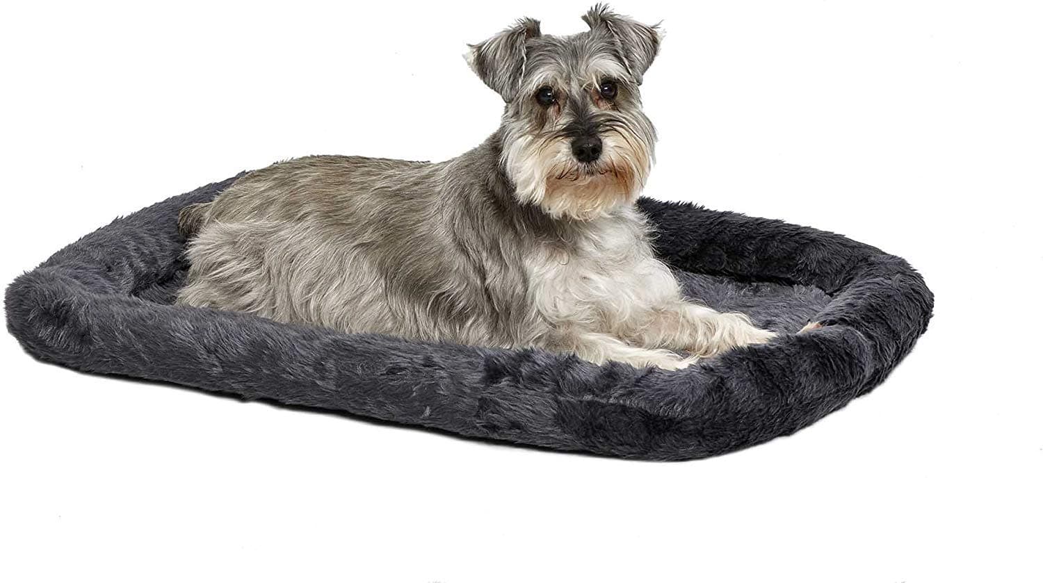 Fluffy's Luxurious Polyester Dog Bed | Bolster Bed Fits Metal Crates | Machine Wash & Dry (Black, Large)