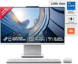 Lenovo IdeaCentre AIO Intel Core i7-13620H 27" FHD Touchscreen (24GB RAM/1TB SSD/Win11/MSO 365 + Office 2024/Wireless Charging/Wireless EOS Keyboard & Mouse,Grey) All-in-One Desktop