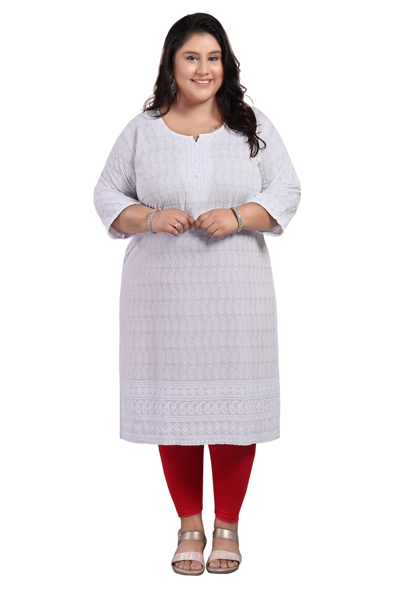 DARIKA Women's Cotton Chikankari Straight Kurti Multiple Color in from Small to Plus Size.