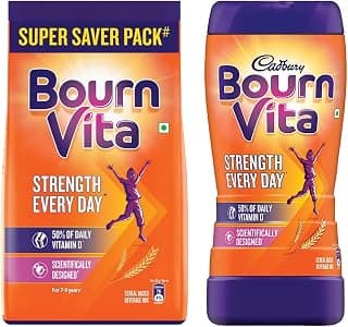 BOURNVITA Chocolate Nutrition Drink, 1 kg Jar & Bournvita Chocolate Nutrition Drink, 1 kg Pouch