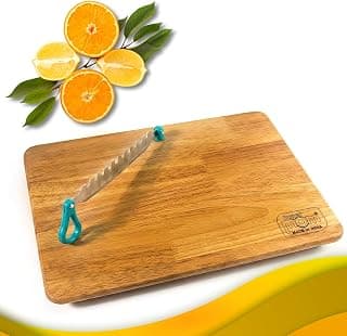 SUPERMOM Chopping Board 1 Pc – Wooden Multifunctional Craft Cut & Chop Board with Stainless Steel Knife – 2-in-1 Vegetable Slicer & Fruit Cutter with AdjustableNon Slip Handle – Ideal for Kitchen Use