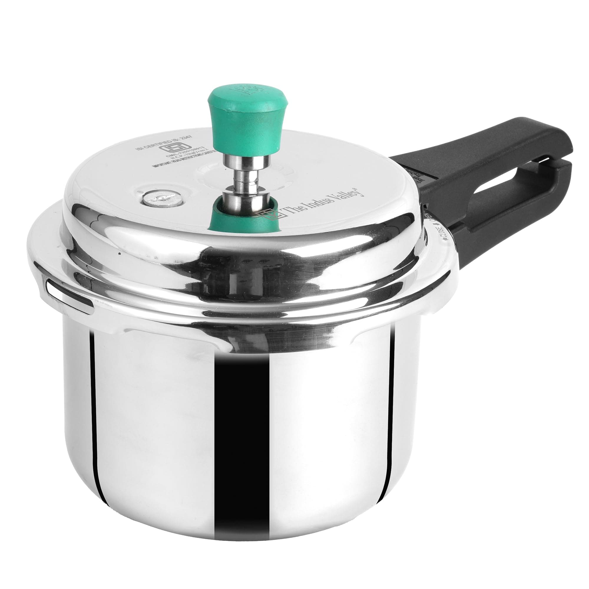 The Indus Valley Triply Stainless Steel Pressure Cooker Outer Lid | Small, 3Ltr, 1.8kg | Induction Friendly | ISI-Certified, Nonstick 3-Layer Body, 100% Pure & Toxin-Free, 5 Years Warranty