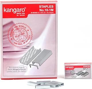 KANGARO NO 10-1M Original Steel Wire Staple Pin | 1000 Staples | Perfect for Office, Home & School | Pack of 20