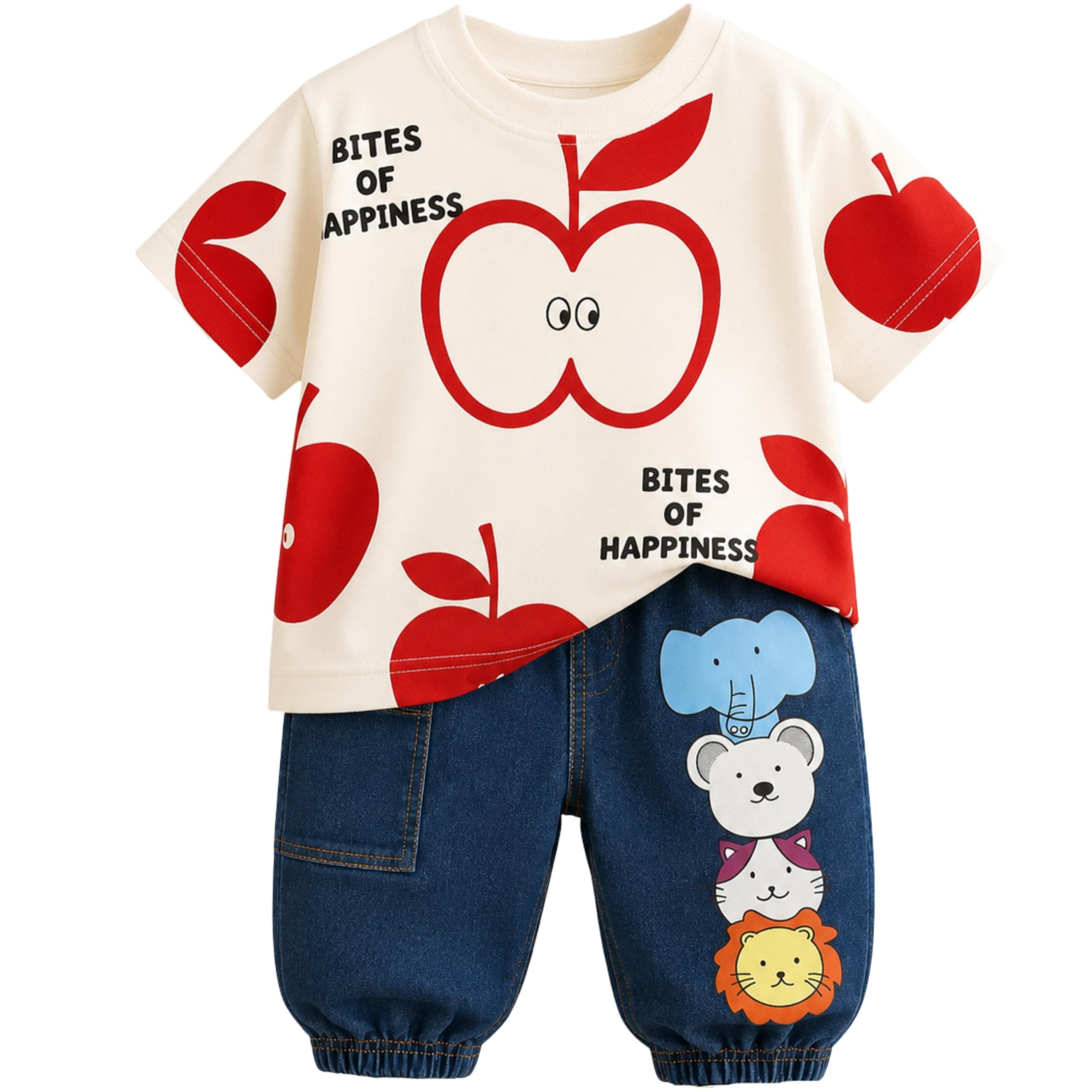 Googo Gaaga Printed T-shirt with Printed Jogger Pant for Boys - Cotton Clothing Set for Baby Boy | Soft Fabric Half Sleeves Tshirt | Regular Fit Kids Outfit | Full Pant