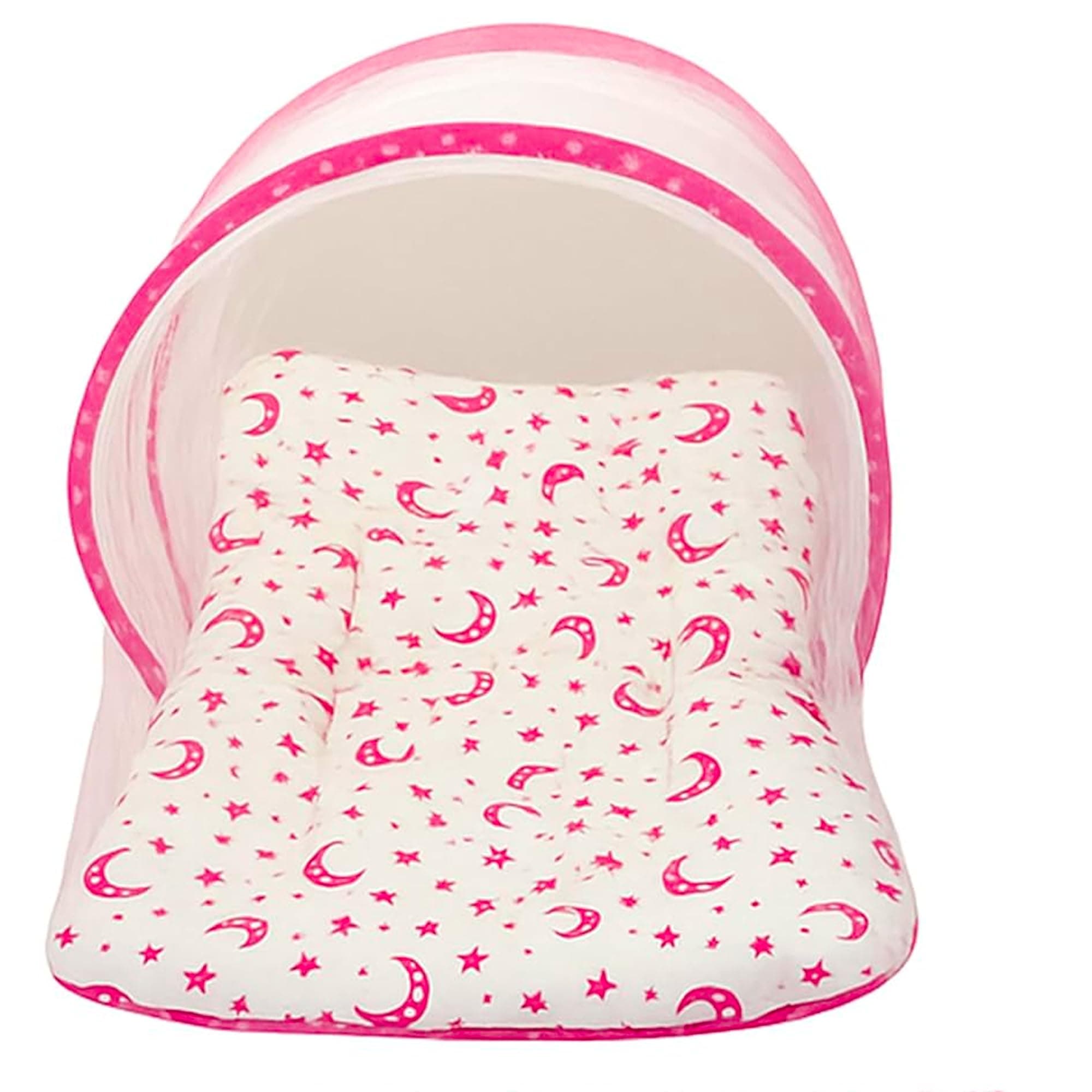 Toddylon Baby Bed New Born Baby Bedding Set Combo | Carry Bag | Mattress | Mosquito Net | Insect Protector | Infants (0-6 Months, Pink, Baby Size, Cotton)