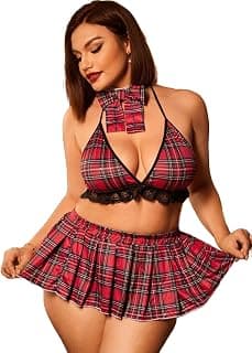 SSoShHub Polyester Women Above Knee Babydoll Nightwear Swimwear Beachwear Sheer Honeymoon Lingerie T Bikini Set for Chrismas, Girlfriend, Wife - Free Size Red