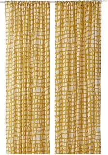 Ikea Little Loved Corner AMBRATRAD Curtains, 1 Pair, Check/Yellow, 145x150 cm