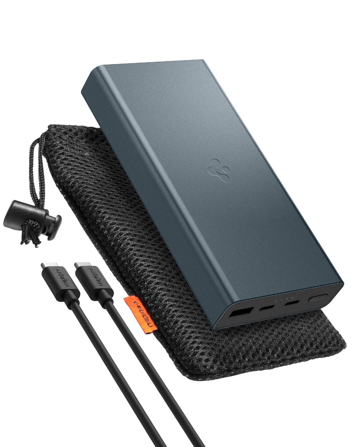 Spigen Power Bank 20000mAh Fast Charging, PD3.0 30W Fast Charging, 3Ports(1USB-A,2USB-C), Durable Alloy Material - Navy Blue