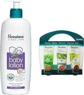 Himalaya Baby Body Lotion, For All Skin Types (400 ml) & Pure Skin Neem Facial Kit (Facewash 50ml, Scrub 50g & Face Pack 50g)