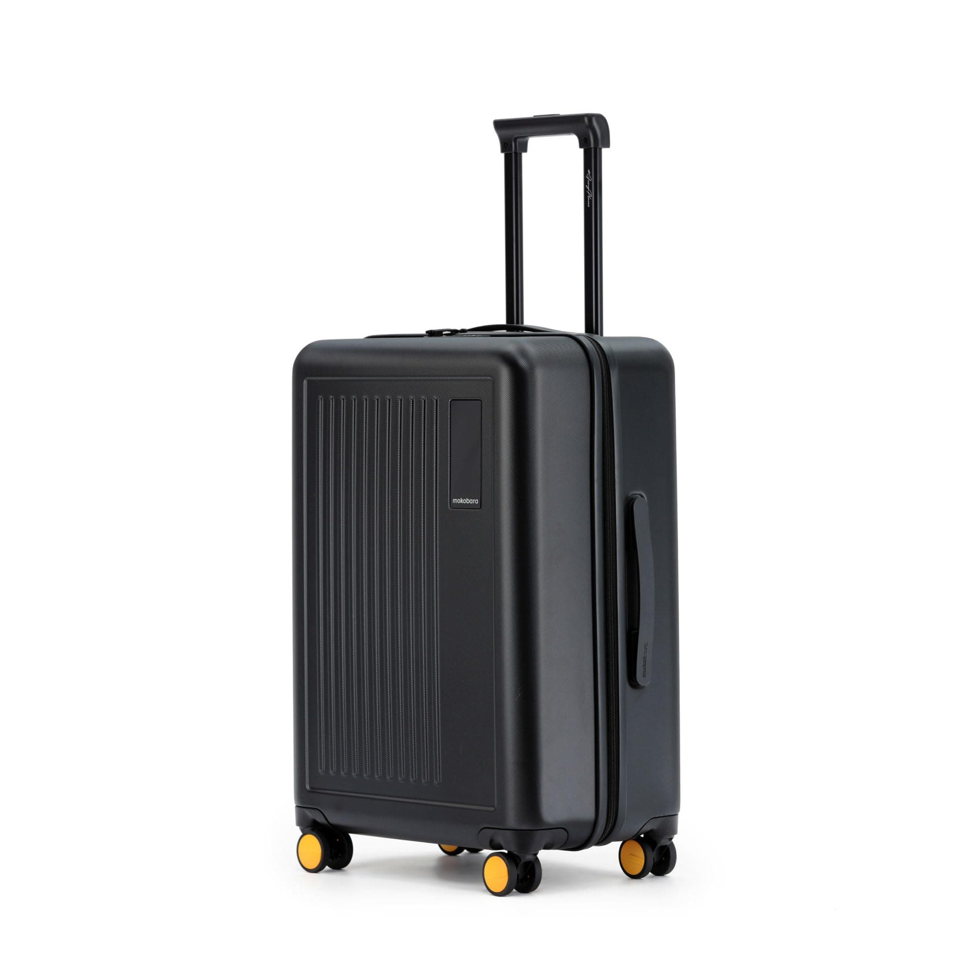 MOKOBARA Transit Check-in Luggage Trolley Bag|64 cm|65L Capacity|German Makrolon Polycarbonate Hardshell|TSA Approved Lock|YKK Zippers|Silent Hinomoto Wheels|for 7-14 Day Trips|Black(Money Moves)